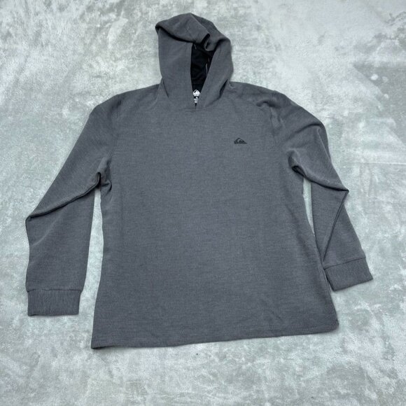 Quiksilver XL Gray Regular Fit Hooded Pullover Long Sleeve Knit Top *flaw* a0720 - Picture 1 of 6